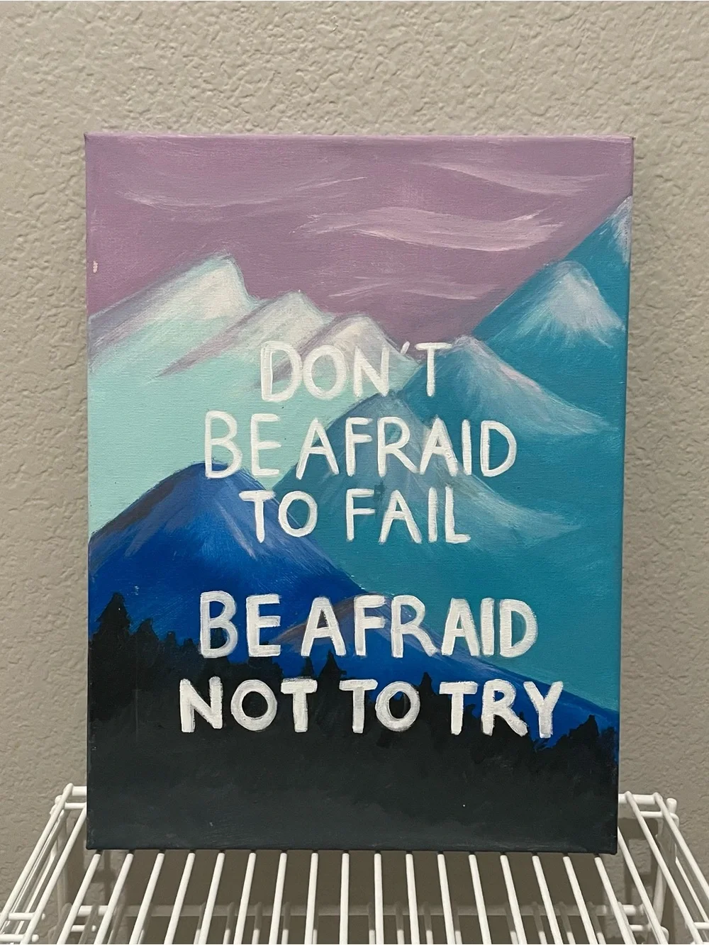 Inspirational Mountain Canvas Wall Art — Blue & Lavender
